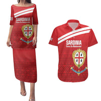 Custom Sardinia Football Couples Matching Puletasi and Hawaiian Shirt Forza Sa Natzionale Sardegna Pattern