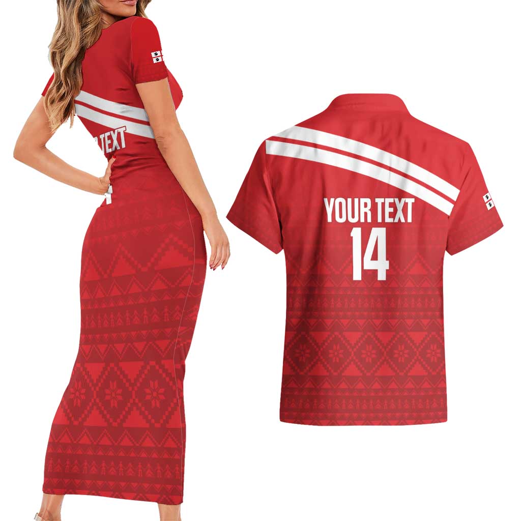 Custom Sardinia Football Couples Matching Short Sleeve Bodycon Dress and Hawaiian Shirt Forza Sa Natzionale Sardegna Pattern