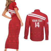 Custom Sardinia Football Couples Matching Short Sleeve Bodycon Dress and Long Sleeve Button Shirt Forza Sa Natzionale Sardegna Pattern