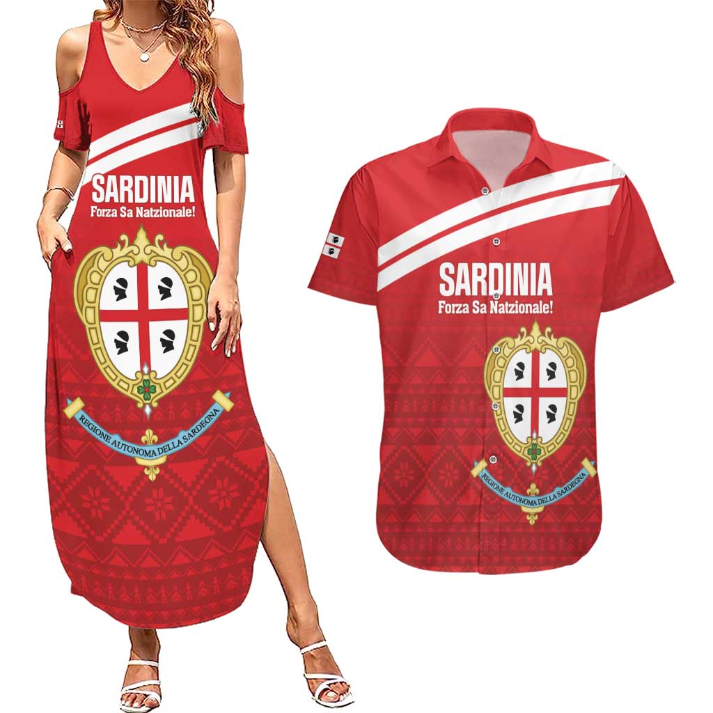 Custom Sardinia Football Couples Matching Summer Maxi Dress and Hawaiian Shirt Forza Sa Natzionale Sardegna Pattern
