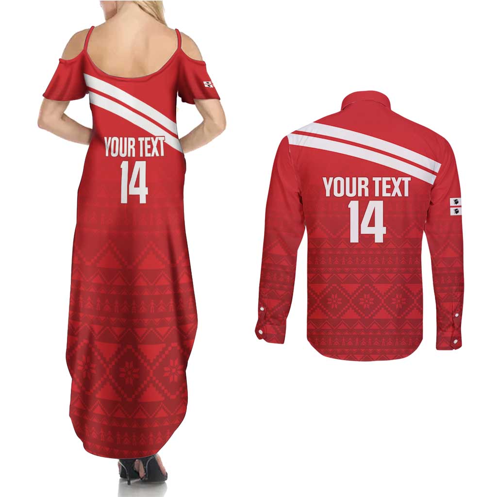 Custom Sardinia Football Couples Matching Summer Maxi Dress and Long Sleeve Button Shirt Forza Sa Natzionale Sardegna Pattern