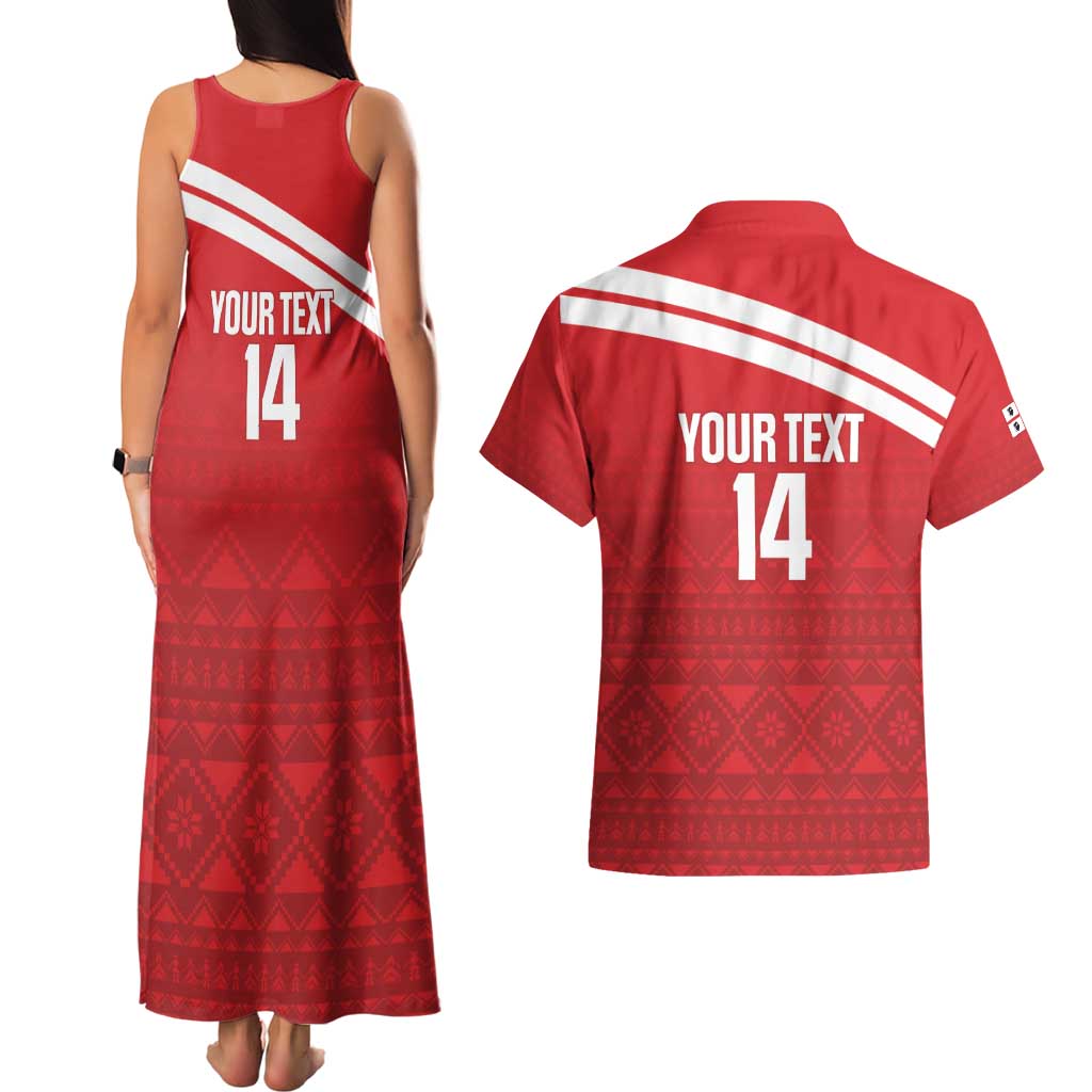 Custom Sardinia Football Couples Matching Tank Maxi Dress and Hawaiian Shirt Forza Sa Natzionale Sardegna Pattern