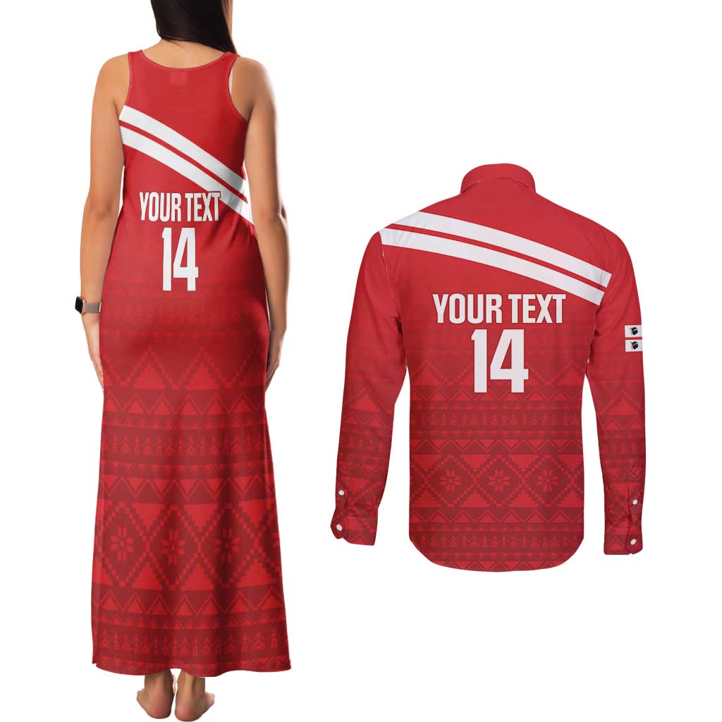 Custom Sardinia Football Couples Matching Tank Maxi Dress and Long Sleeve Button Shirt Forza Sa Natzionale Sardegna Pattern