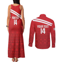 Custom Sardinia Football Couples Matching Tank Maxi Dress and Long Sleeve Button Shirt Forza Sa Natzionale Sardegna Pattern