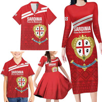 Custom Sardinia Football Family Matching Long Sleeve Bodycon Dress and Hawaiian Shirt Forza Sa Natzionale Sardegna Pattern