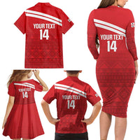 Custom Sardinia Football Family Matching Long Sleeve Bodycon Dress and Hawaiian Shirt Forza Sa Natzionale Sardegna Pattern
