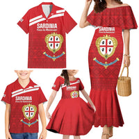 Custom Sardinia Football Family Matching Mermaid Dress and Hawaiian Shirt Forza Sa Natzionale Sardegna Pattern