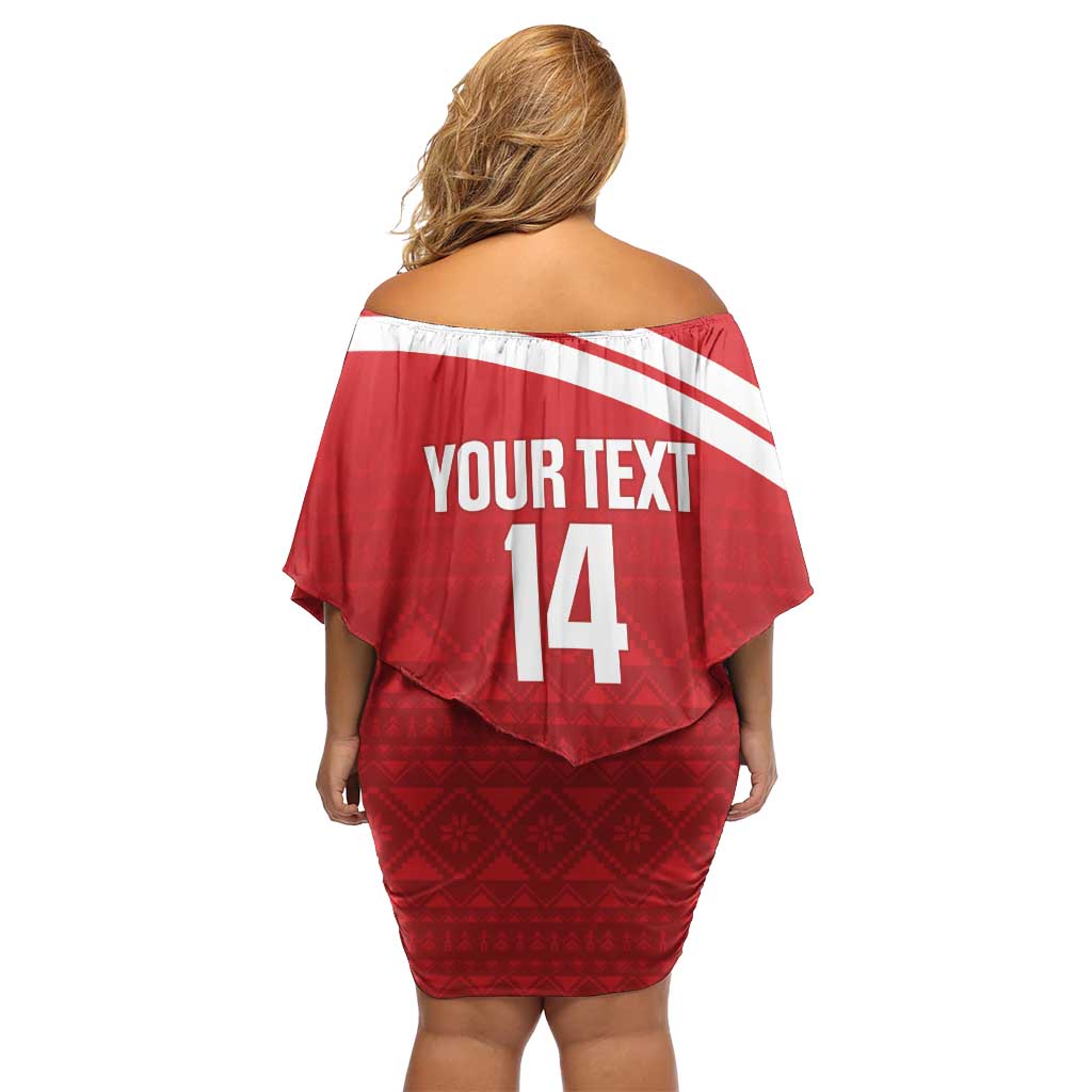 Custom Sardinia Football Family Matching Off Shoulder Short Dress and Hawaiian Shirt Forza Sa Natzionale Sardegna Pattern