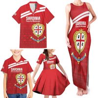 Custom Sardinia Football Family Matching Tank Maxi Dress and Hawaiian Shirt Forza Sa Natzionale Sardegna Pattern
