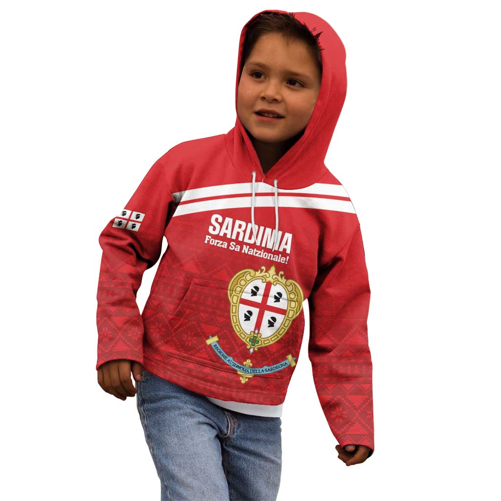 Custom Sardinia Football Kid Hoodie Forza Sa Natzionale Sardegna Pattern