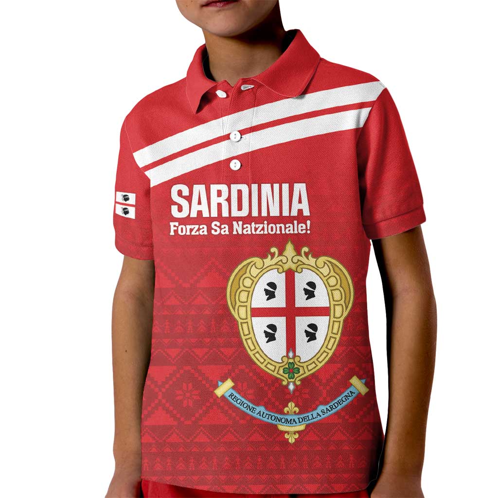 Custom Sardinia Football Kid Polo Shirt Forza Sa Natzionale Sardegna Pattern