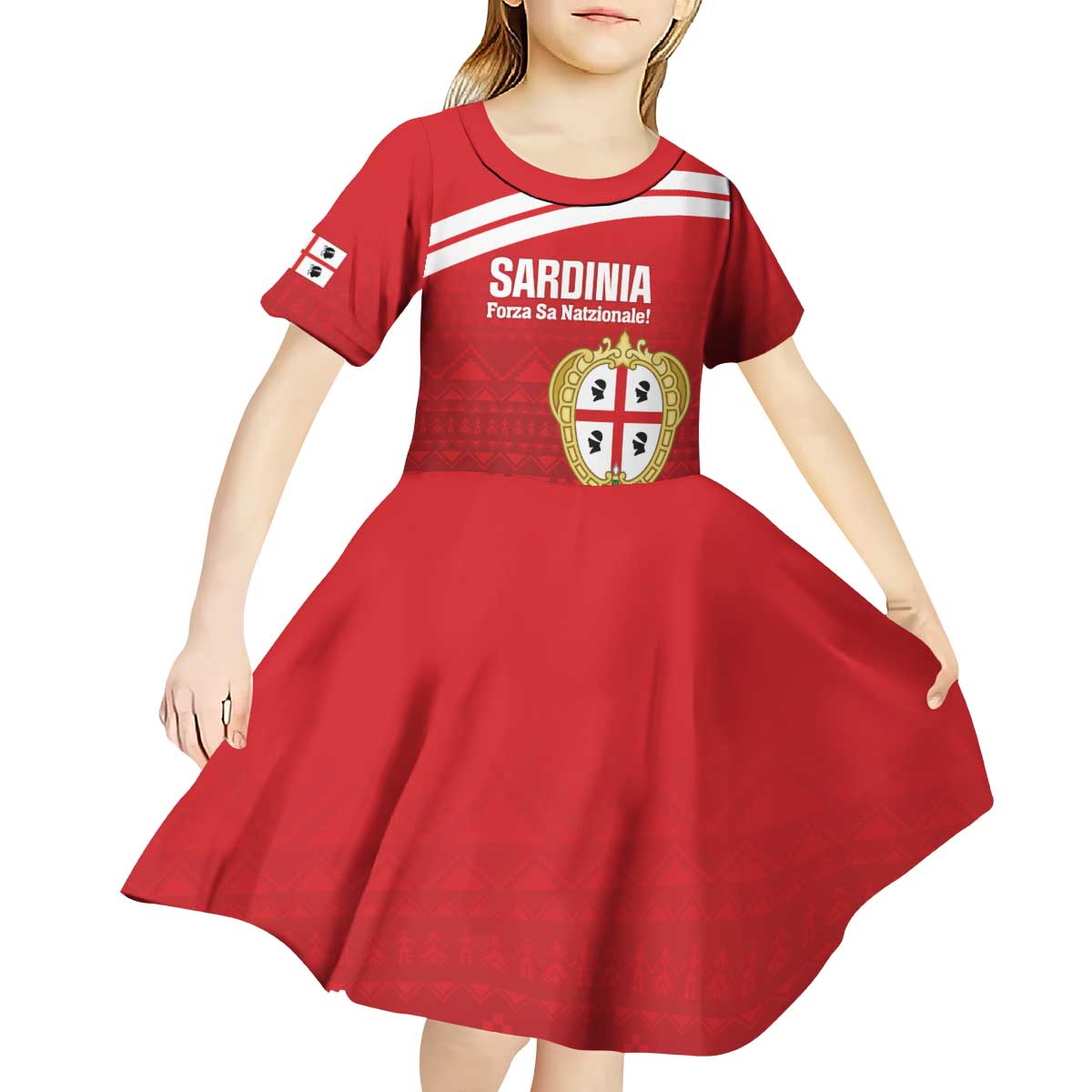 Custom Sardinia Football Kid Short Sleeve Dress Forza Sa Natzionale Sardegna Pattern