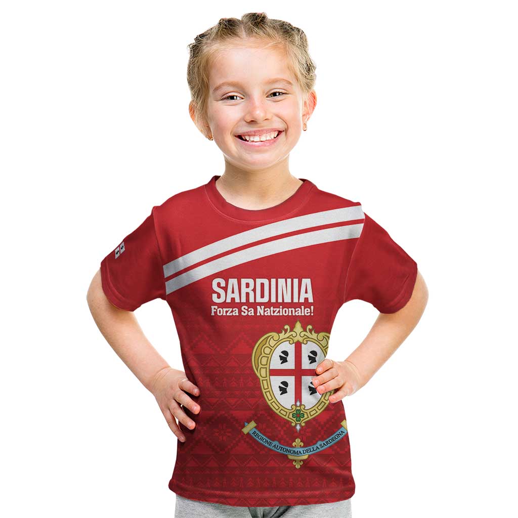Custom Sardinia Football Kid T Shirt Forza Sa Natzionale Sardegna Pattern