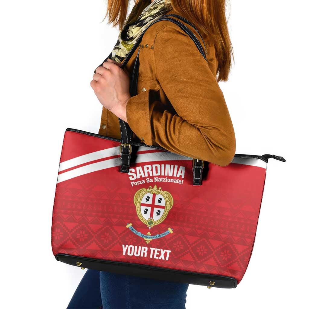 Custom Sardinia Football Leather Tote Bag Forza Sa Natzionale Sardegna Pattern