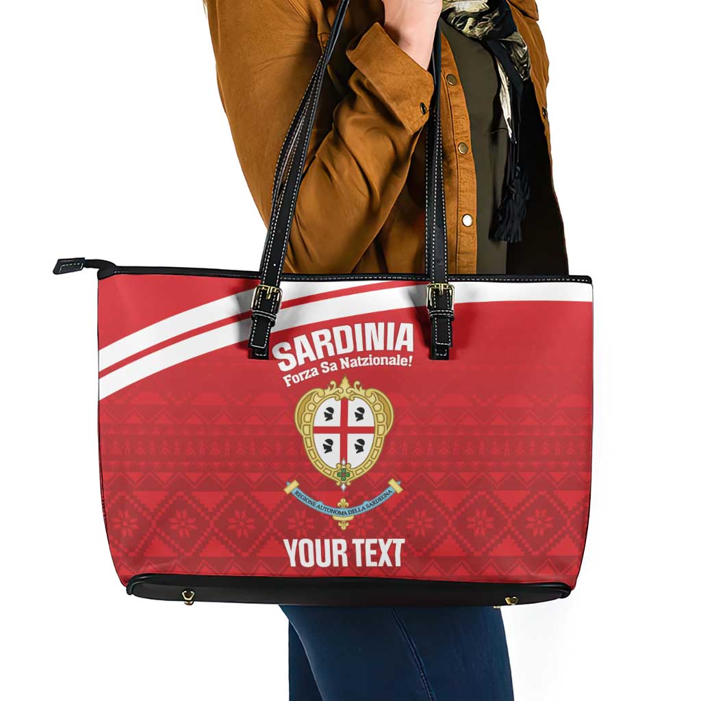 Custom Sardinia Football Leather Tote Bag Forza Sa Natzionale Sardegna Pattern