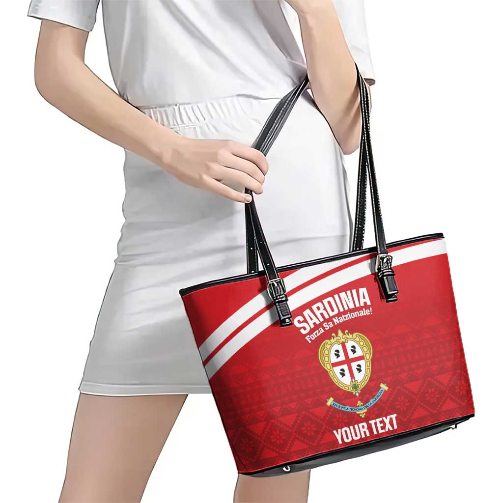 Custom Sardinia Football Leather Tote Bag Forza Sa Natzionale Sardegna Pattern