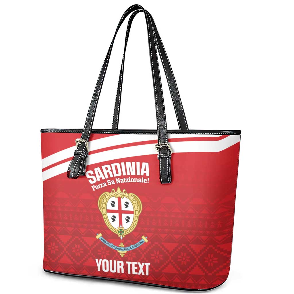 Custom Sardinia Football Leather Tote Bag Forza Sa Natzionale Sardegna Pattern