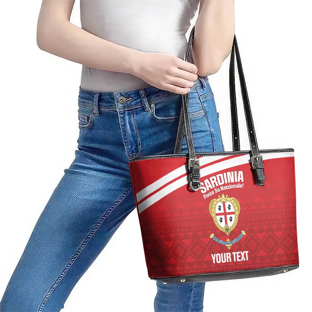 Custom Sardinia Football Leather Tote Bag Forza Sa Natzionale Sardegna Pattern