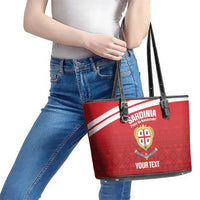 Custom Sardinia Football Leather Tote Bag Forza Sa Natzionale Sardegna Pattern