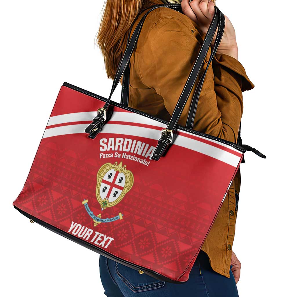Custom Sardinia Football Leather Tote Bag Forza Sa Natzionale Sardegna Pattern
