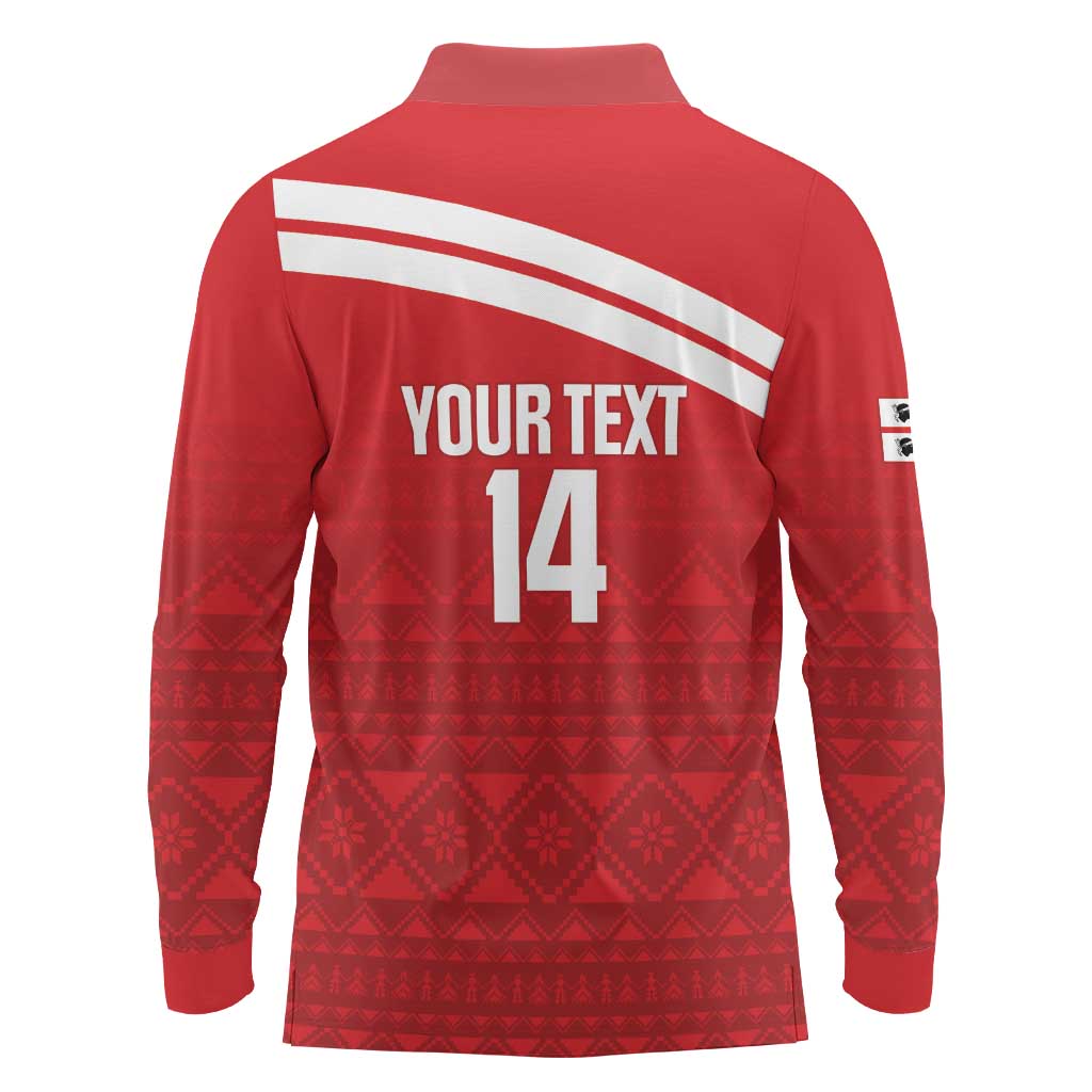 Custom Sardinia Football Long Sleeve Polo Shirt Forza Sa Natzionale Sardegna Pattern