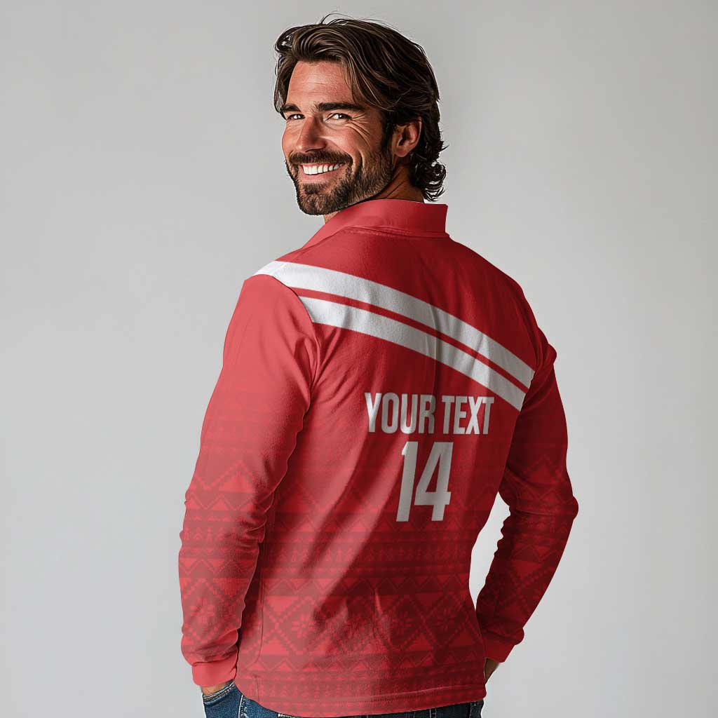 Custom Sardinia Football Long Sleeve Polo Shirt Forza Sa Natzionale Sardegna Pattern