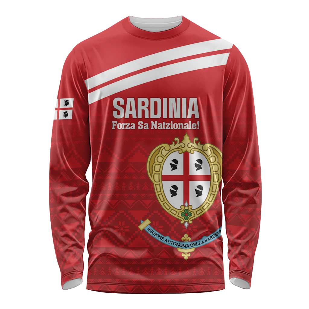 Custom Sardinia Football Long Sleeve Shirt Forza Sa Natzionale Sardegna Pattern
