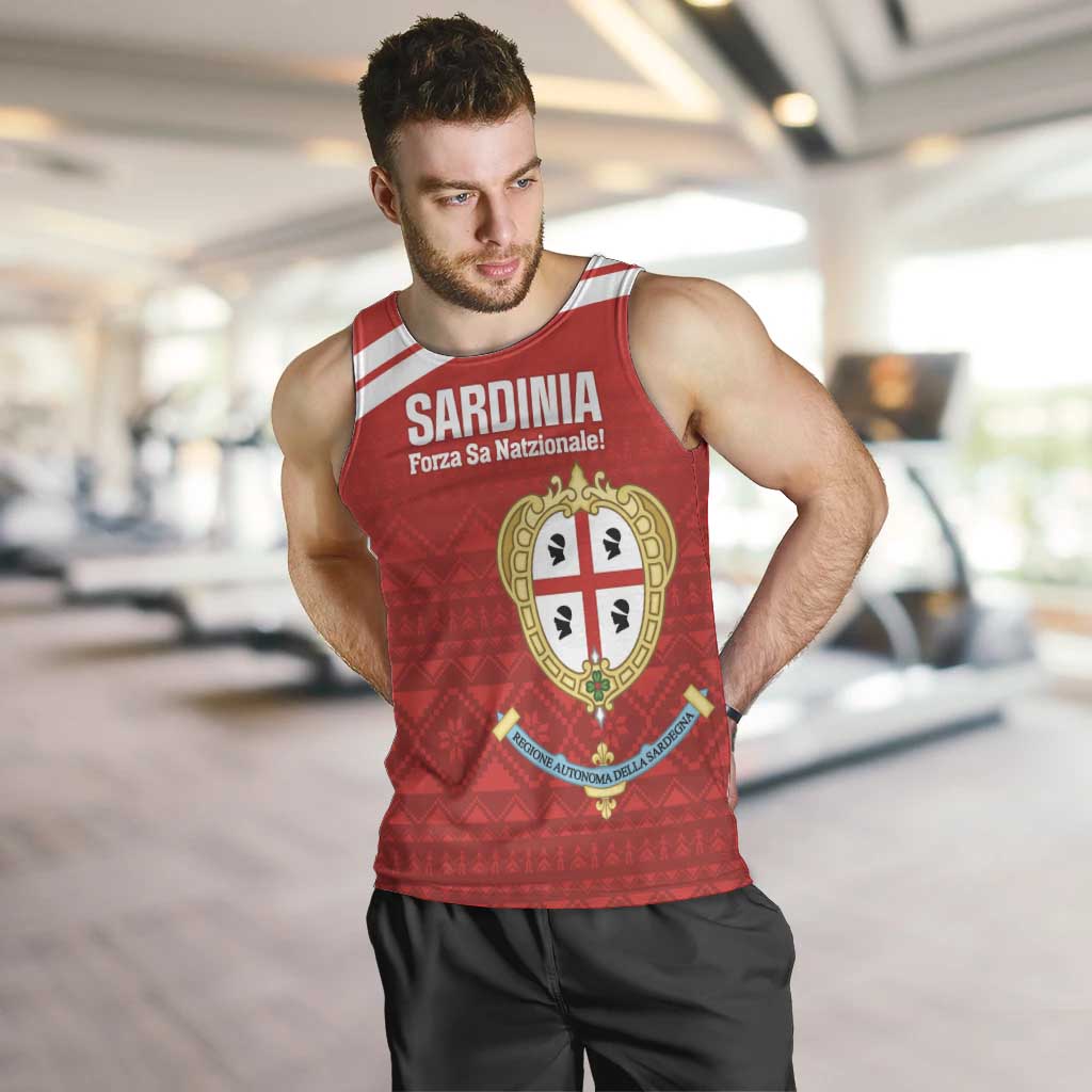 Custom Sardinia Football Men Tank Top Forza Sa Natzionale Sardegna Pattern