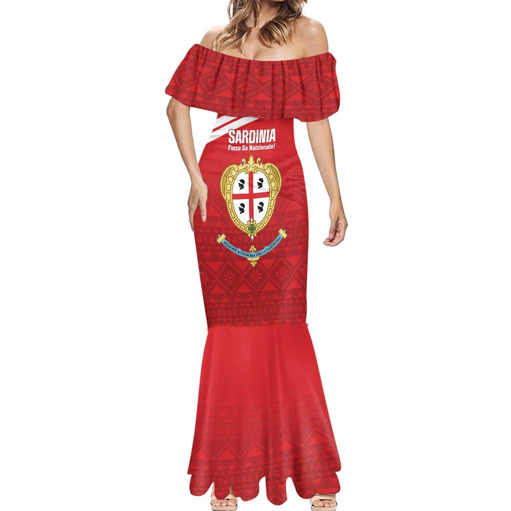 Custom Sardinia Football Mermaid Dress Forza Sa Natzionale Sardegna Pattern