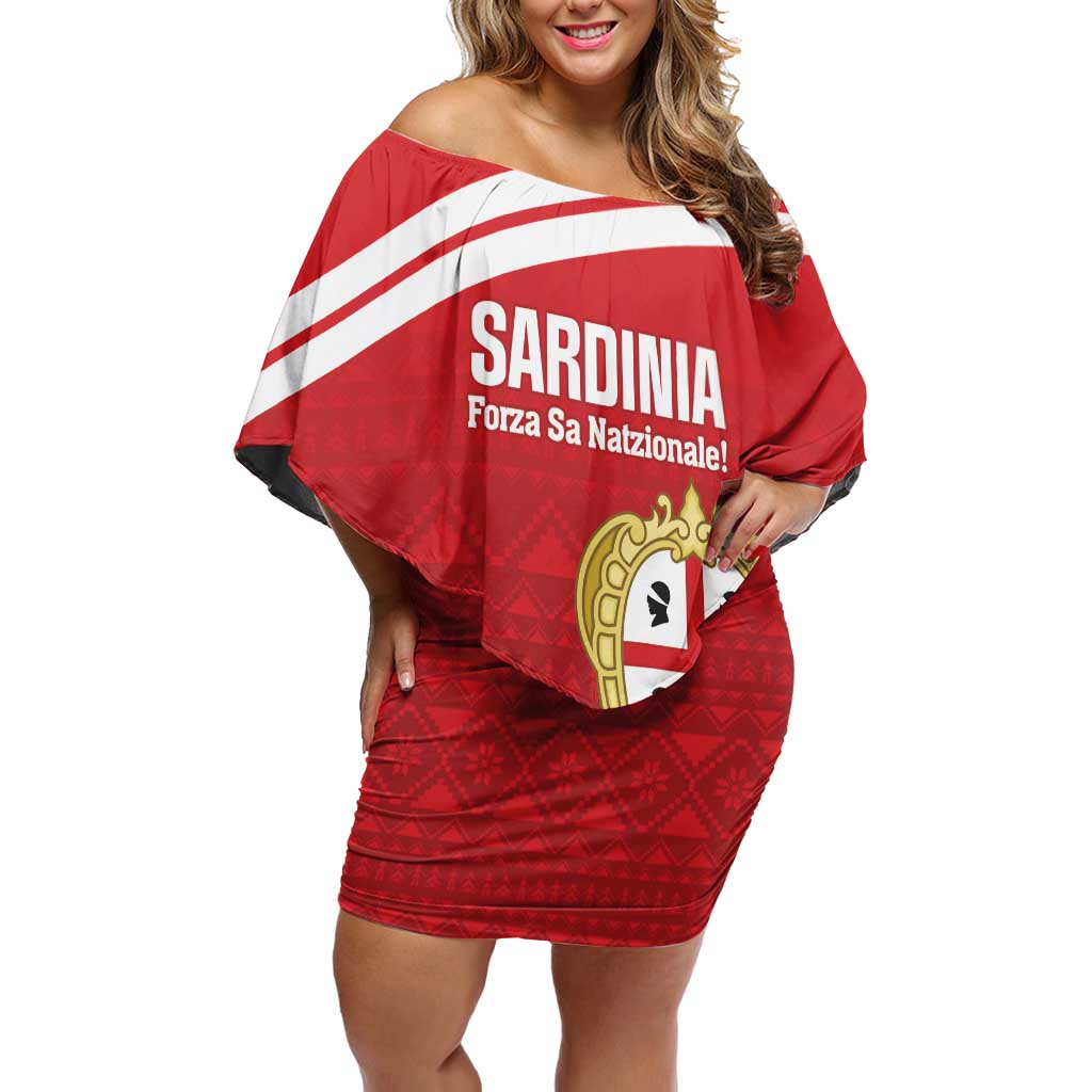 Custom Sardinia Football Off Shoulder Short Dress Forza Sa Natzionale Sardegna Pattern