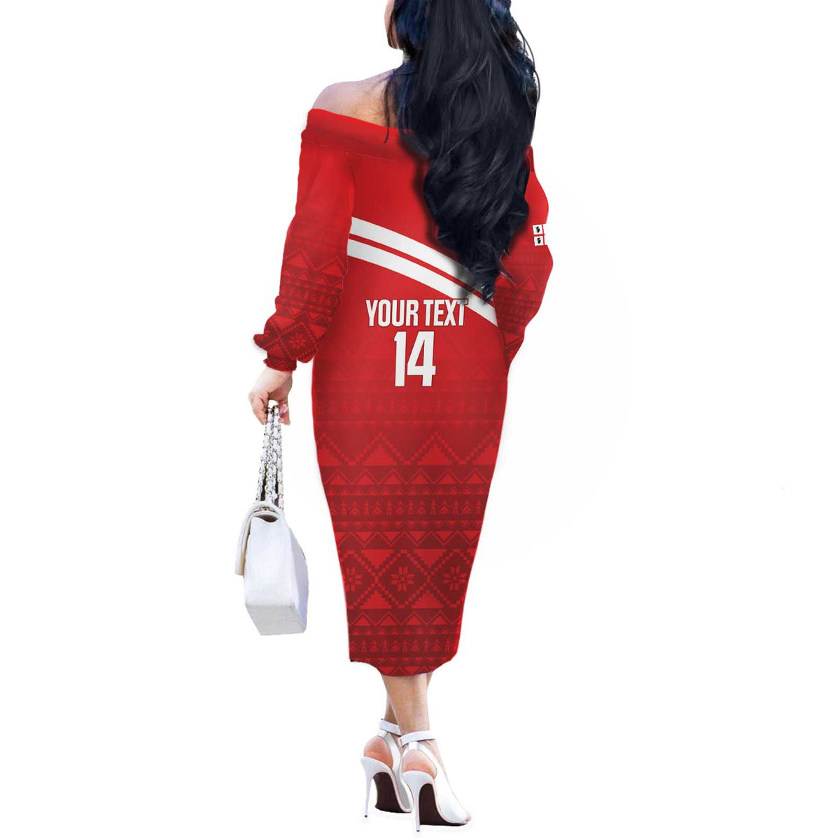 Custom Sardinia Football Off The Shoulder Long Sleeve Dress Forza Sa Natzionale Sardegna Pattern