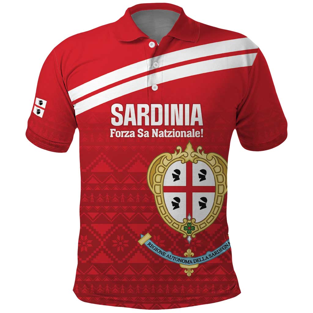 Custom Sardinia Football Polo Shirt Forza Sa Natzionale Sardegna Pattern