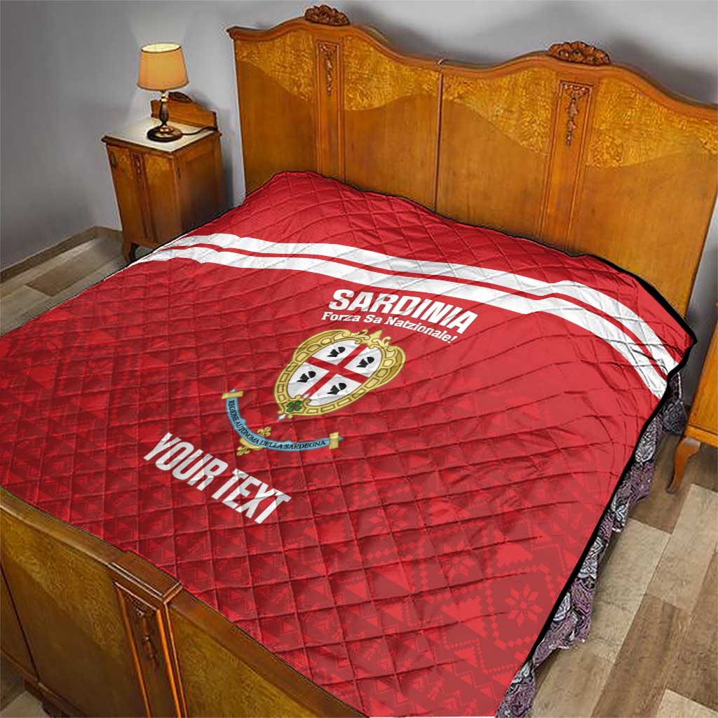 Custom Sardinia Football Quilt Forza Sa Natzionale Sardegna Pattern