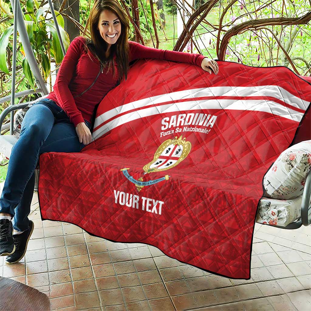Custom Sardinia Football Quilt Forza Sa Natzionale Sardegna Pattern