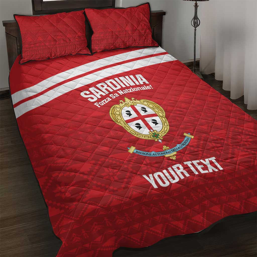 Custom Sardinia Football Quilt Bed Set Forza Sa Natzionale Sardegna Pattern