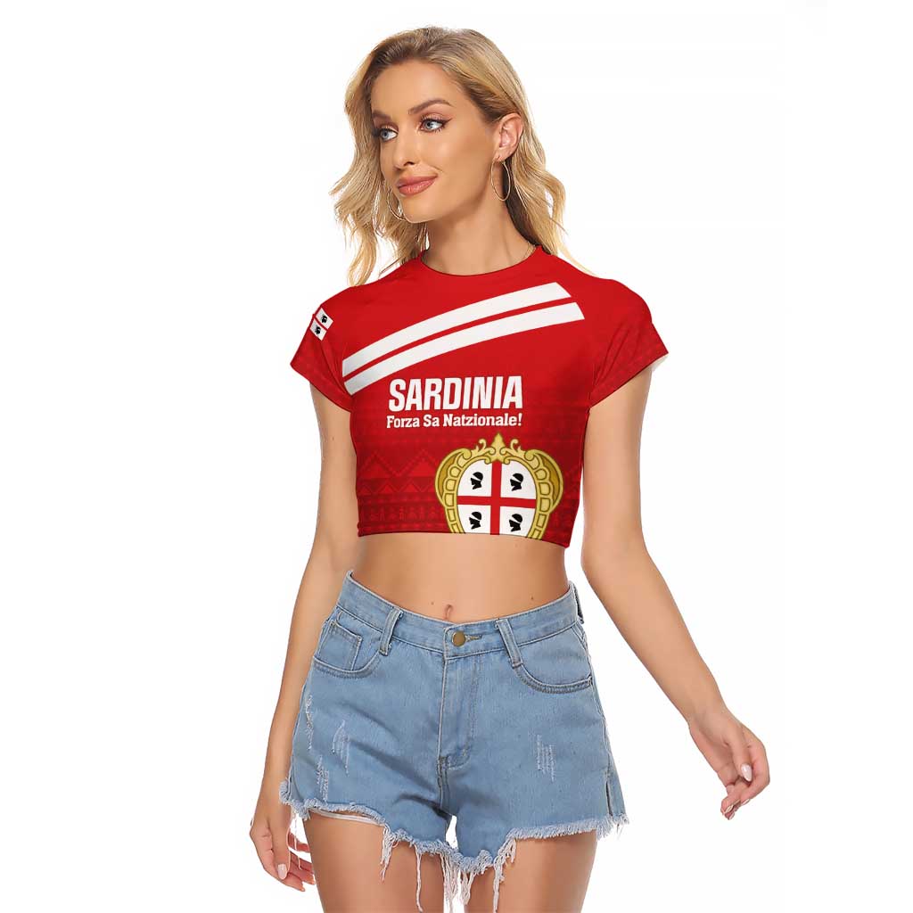 Custom Sardinia Football Raglan Cropped T Shirt Forza Sa Natzionale Sardegna Pattern