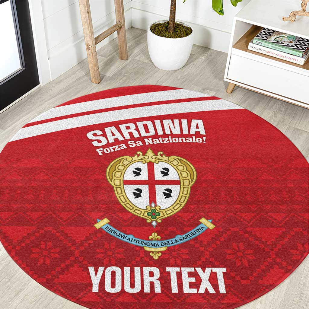 Custom Sardinia Football Round Carpet Forza Sa Natzionale Sardegna Pattern