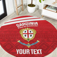 Custom Sardinia Football Round Carpet Forza Sa Natzionale Sardegna Pattern