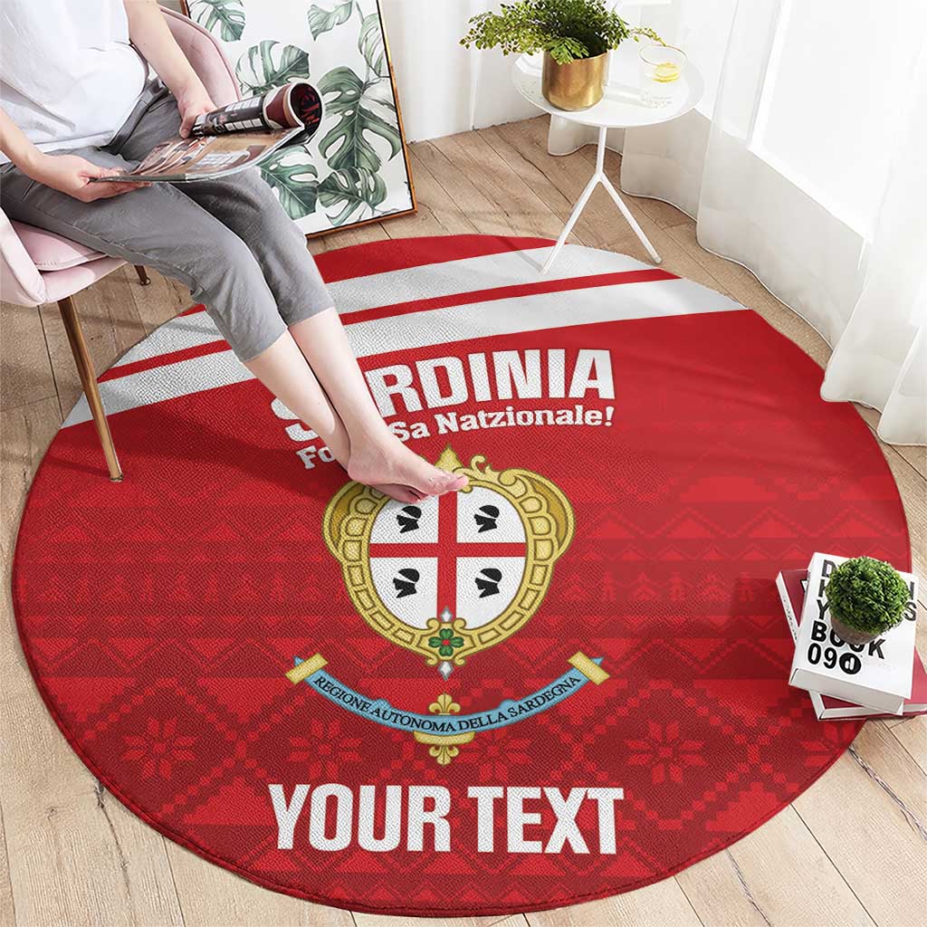Custom Sardinia Football Round Carpet Forza Sa Natzionale Sardegna Pattern
