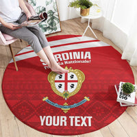 Custom Sardinia Football Round Carpet Forza Sa Natzionale Sardegna Pattern