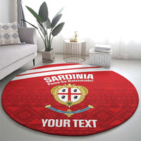 Custom Sardinia Football Round Carpet Forza Sa Natzionale Sardegna Pattern
