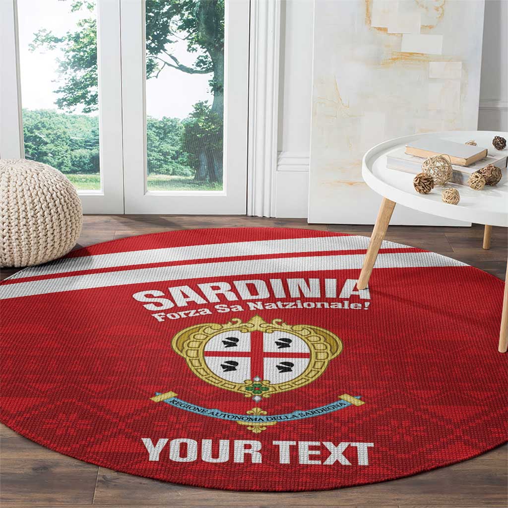 Custom Sardinia Football Round Carpet Forza Sa Natzionale Sardegna Pattern