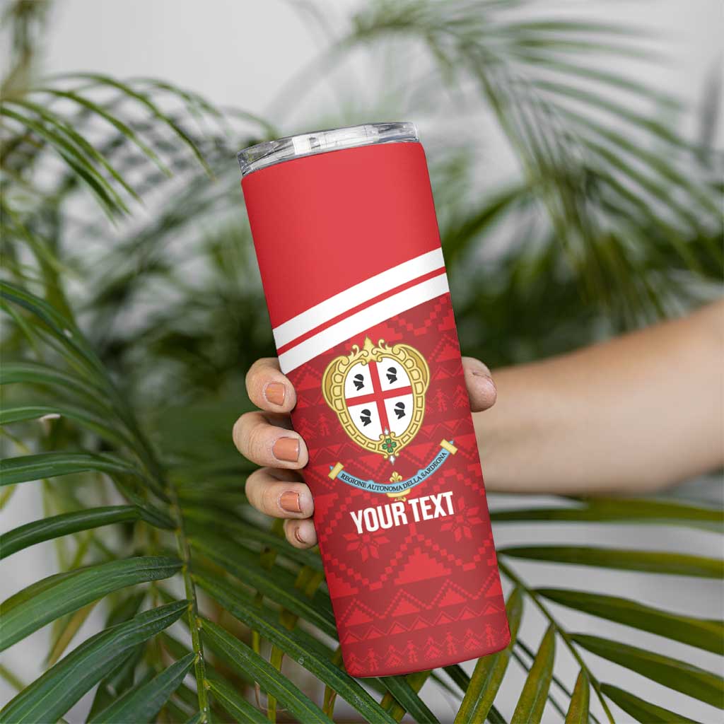 Custom Sardinia Football Skinny Tumbler Forza Sa Natzionale Sardegna Pattern