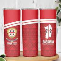 Custom Sardinia Football Skinny Tumbler Forza Sa Natzionale Sardegna Pattern