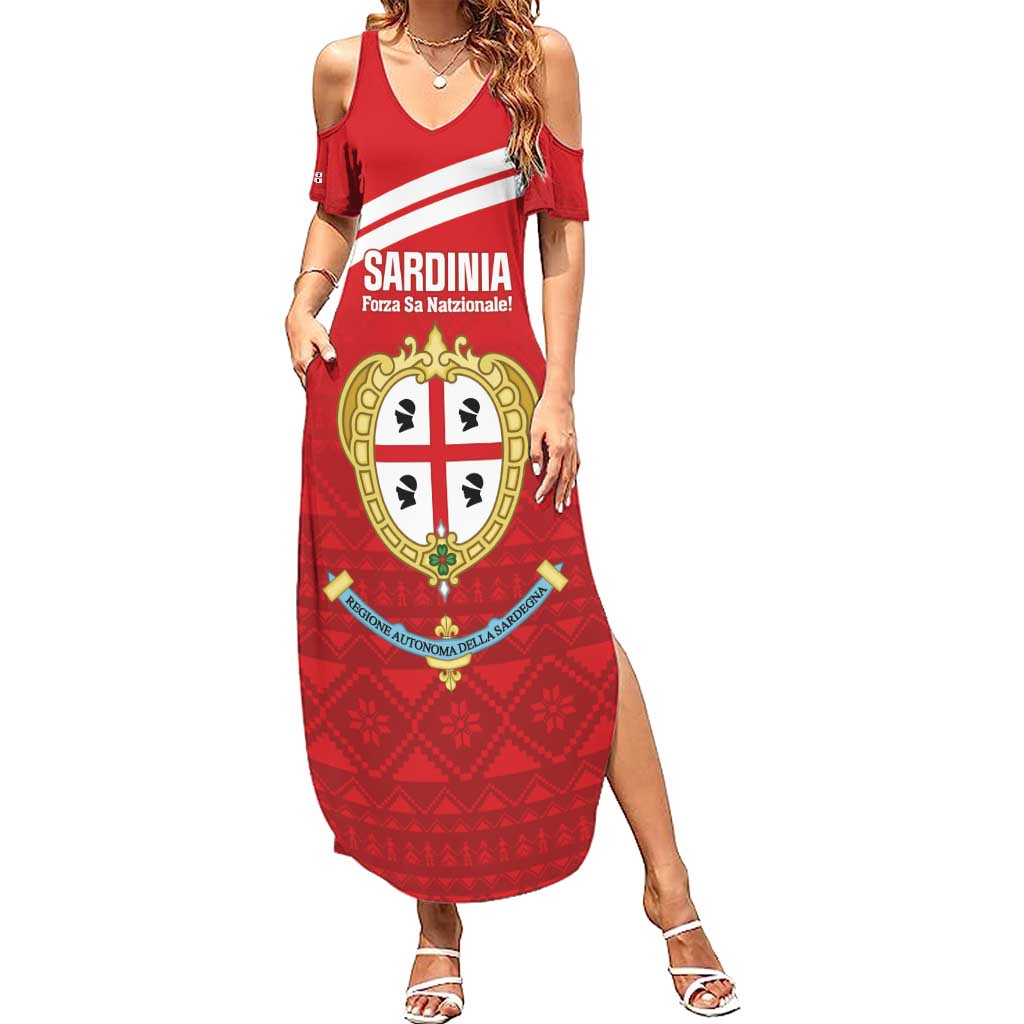 Custom Sardinia Football Summer Maxi Dress Forza Sa Natzionale Sardegna Pattern