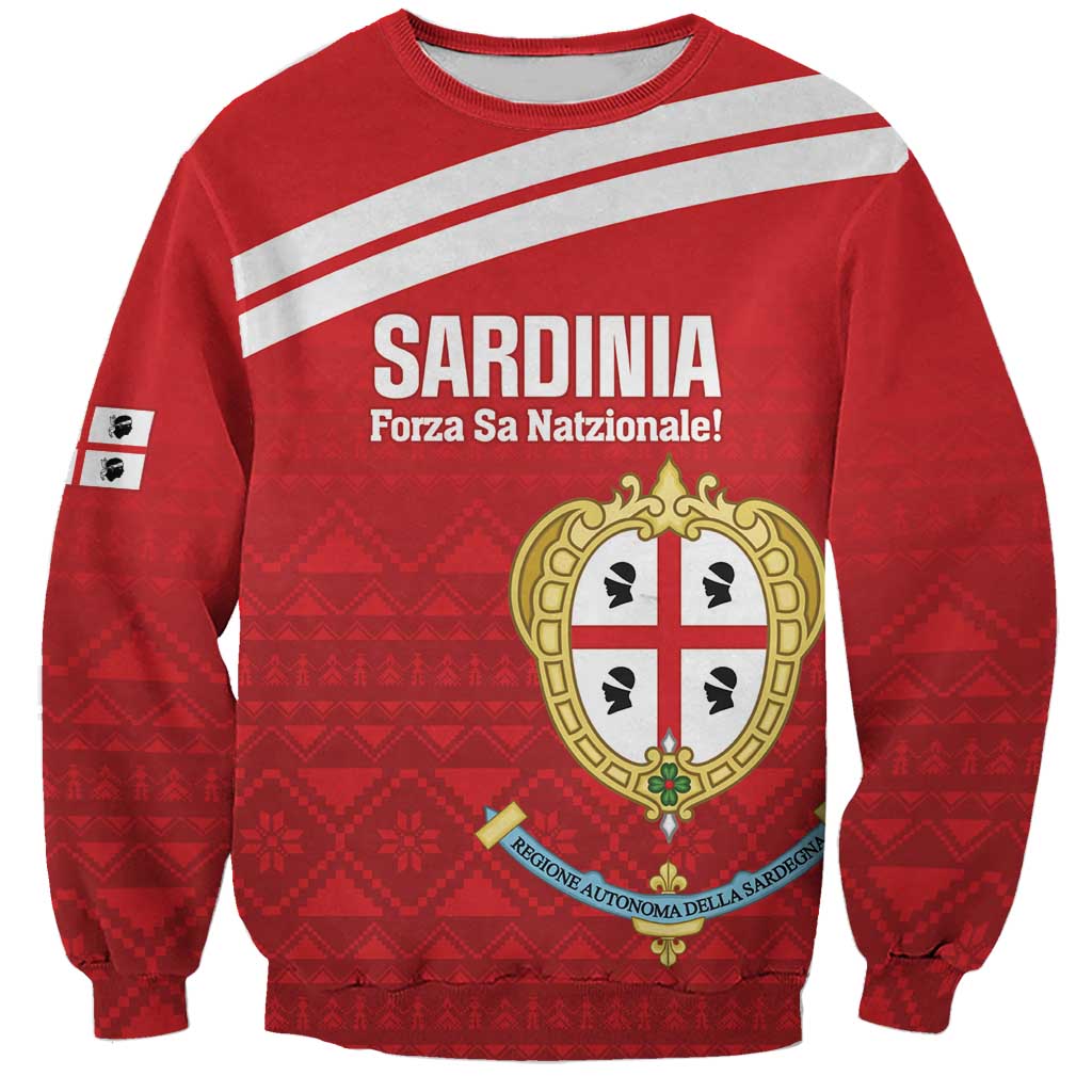 Custom Sardinia Football Sweatshirt Forza Sa Natzionale Sardegna Pattern
