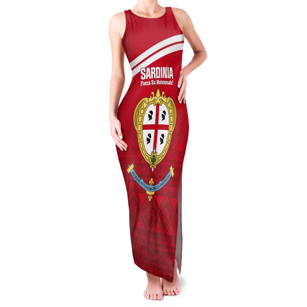 Custom Sardinia Football Tank Maxi Dress Forza Sa Natzionale Sardegna Pattern