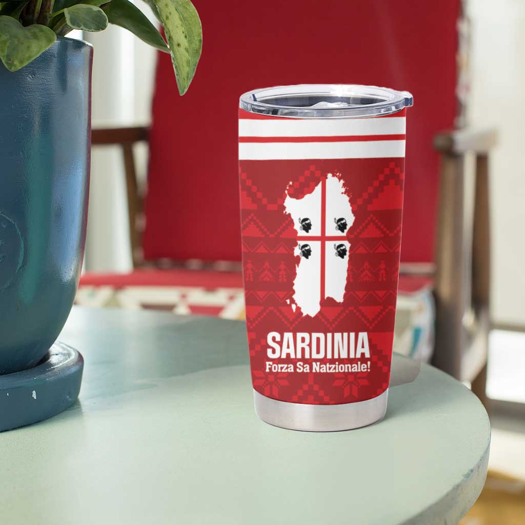 Custom Sardinia Football Tumbler Cup Forza Sa Natzionale Sardegna Pattern