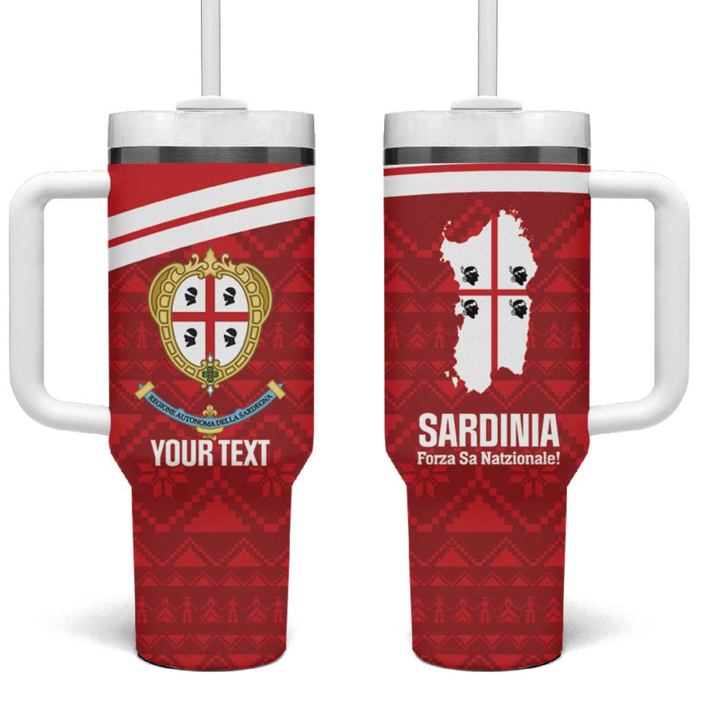 Custom Sardinia Football Tumbler With Handle Forza Sa Natzionale Sardegna Pattern