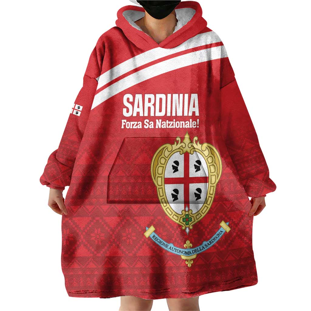 Custom Sardinia Football Wearable Blanket Hoodie Forza Sa Natzionale Sardegna Pattern